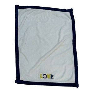 Simply Baby LOVE Button Navy Blue Light Green Baby Security Lovey Blanket Plush